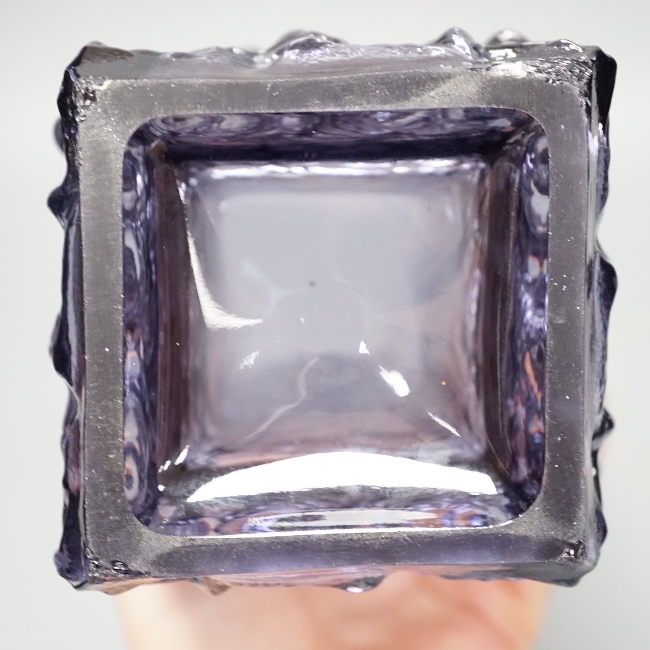 A Whitefriars style amethyst glass vase - 25cm high